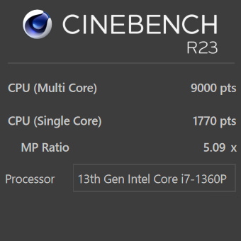 Core i7-1360P, CINEBENCH R23, dynabook XZ/HW